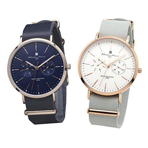 [サルバトーレマーラ]Salvatore Marra 腕時計 SM15117 ペアBOX付き ペアウォッチ メンズ レディース (ネイビーPG/グレーPG)